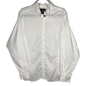 Ariat Pro Series Diamond Pattern Western Shirt Button Tab Collar L Mens 42 White